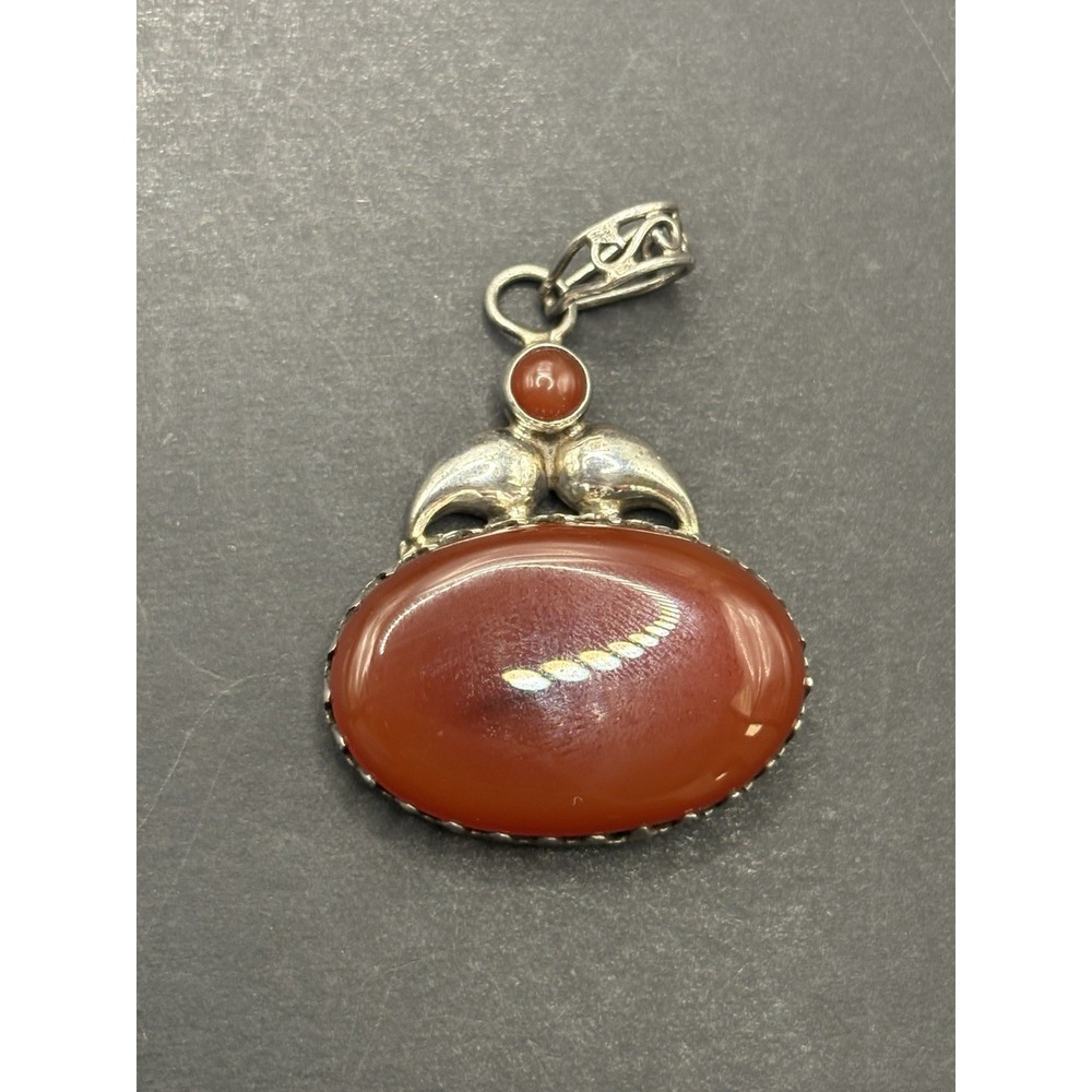 Vintage Sterling Silver Carnelian Pendant 9 Grams G27
